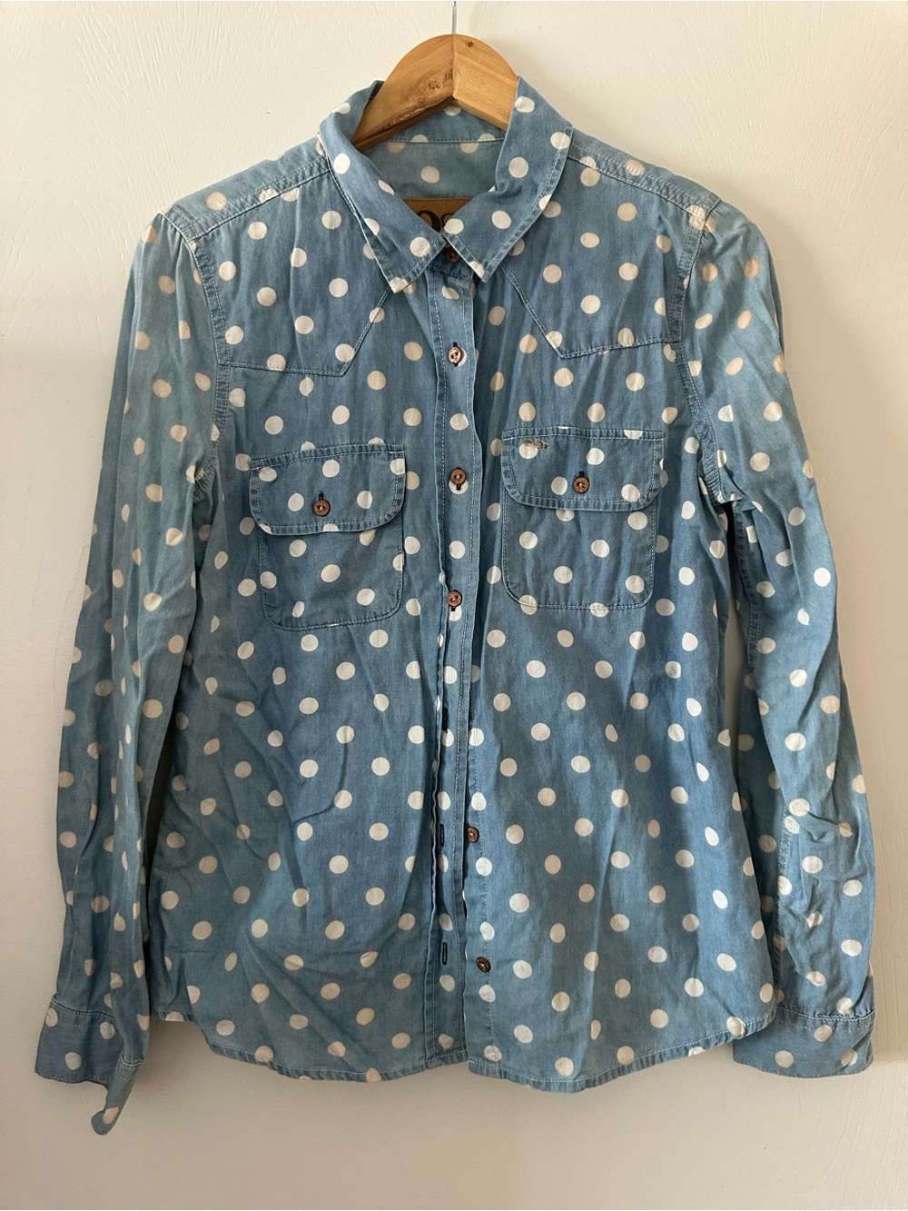 Quiksilver Light Blue Polka Dot Button-Down Shirt